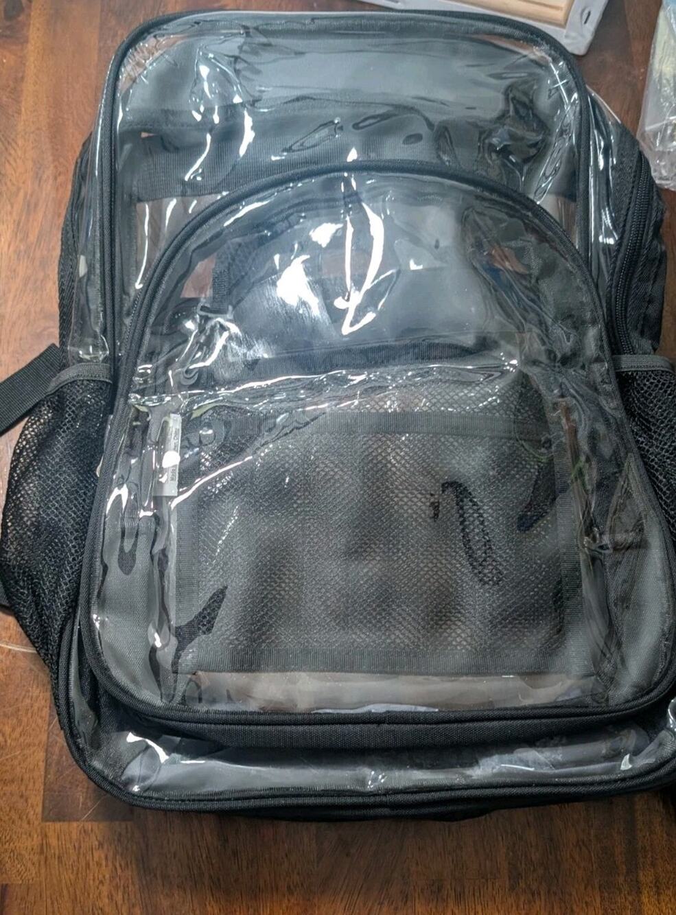 Clear Backpack Stadium Approved Transparent School Security Bag Black Trim